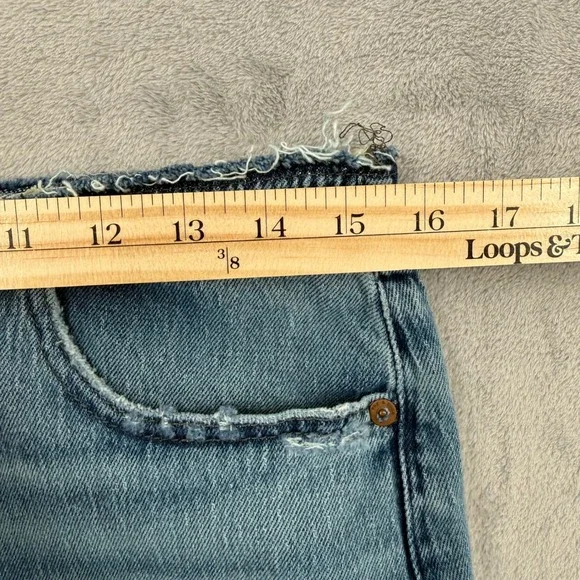 Rag Bone Peyton Mid Rise Bootcut Jeans Misty Wash‎ Distressed Raw Hem Size 30